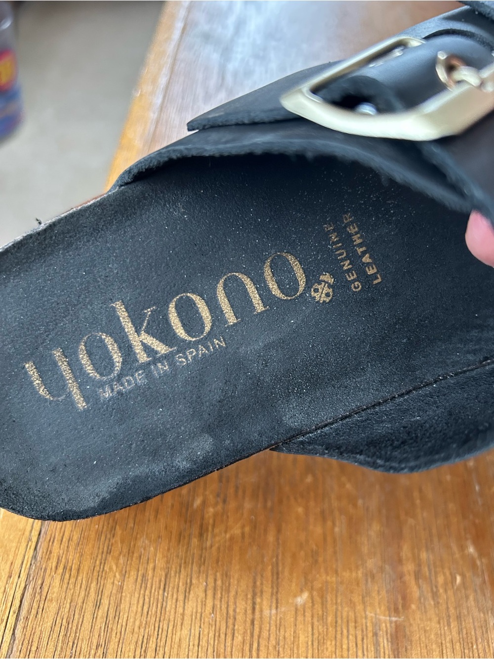 Yokono Black platform Cork-Trim Gold Buckle Sandals - Picture 6 of 10